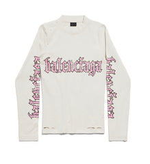 BALENCIAGA Blackletter Script Fitted Long Sleeve T-Shirt