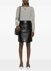 CELINE Women's Black Striped Wool Sweater