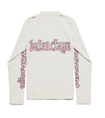 BALENCIAGA Blackletter Script Fitted Long Sleeve T-Shirt