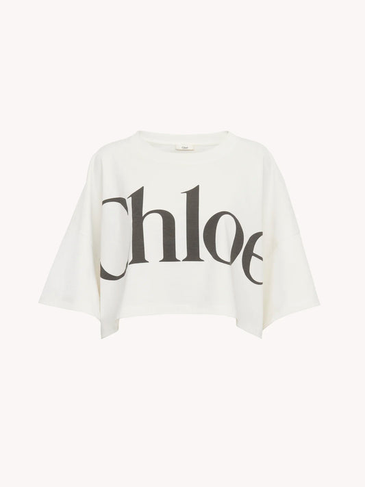 CHLOE Cropped Boxy Logo T-shirt