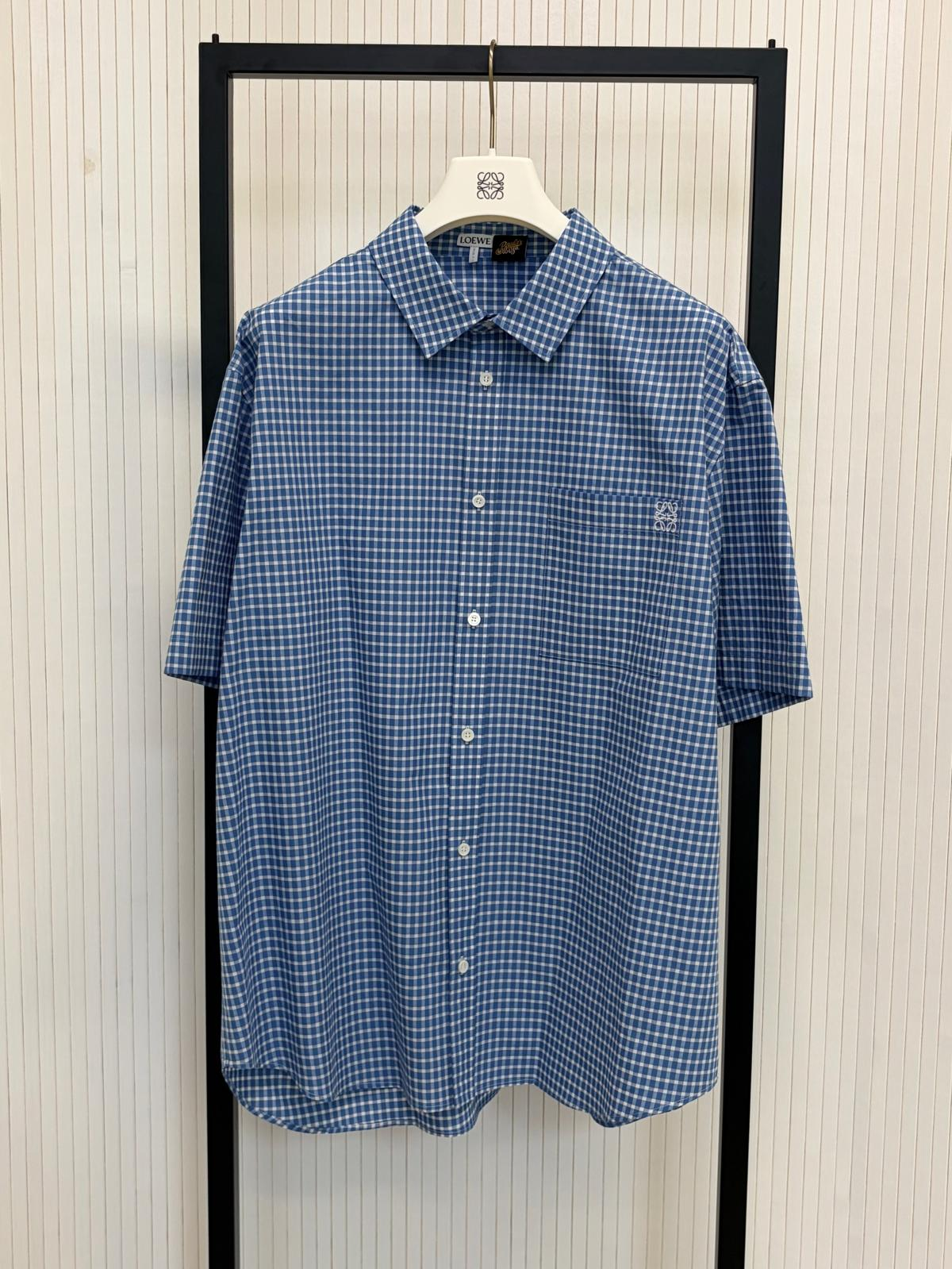 LOEWE Short Sleeve Shirt - blue white